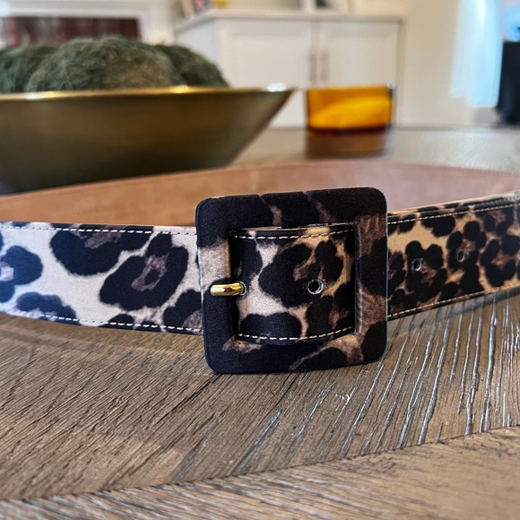 Veronica Beard Aluma Leopard Print Satin Belt